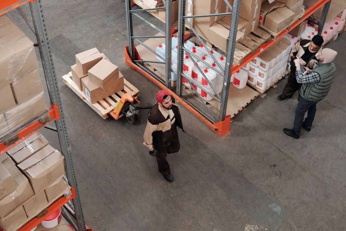 Palletised cartons ready for dispatch